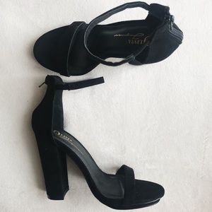 NEW Black Suede Ankle Strap Heels
